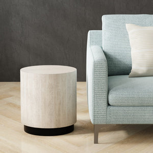 Sarreid Stanford End Table - Elegant Bone Finish With Durable Powder Coated Base, Mango Wood & Metal Design Beige  53938