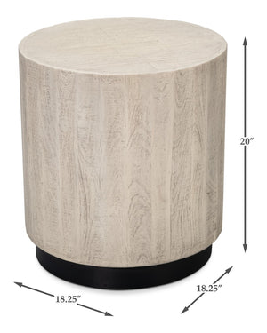 Sarreid Stanford End Table - Elegant Bone Finish With Durable Powder Coated Base, Mango Wood & Metal Design Beige  53938