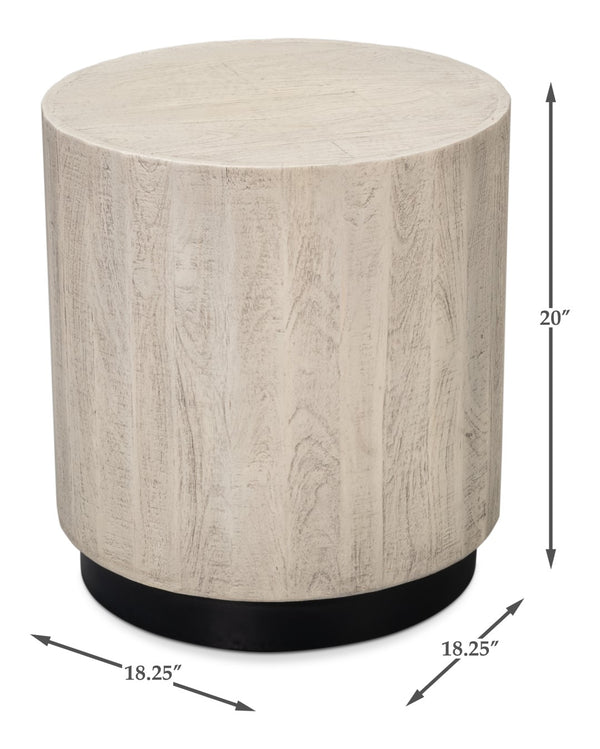 Sarreid Stanford End Table - Elegant Bone Finish With Durable Powder Coated Base, Mango Wood & Metal Design Beige  53938