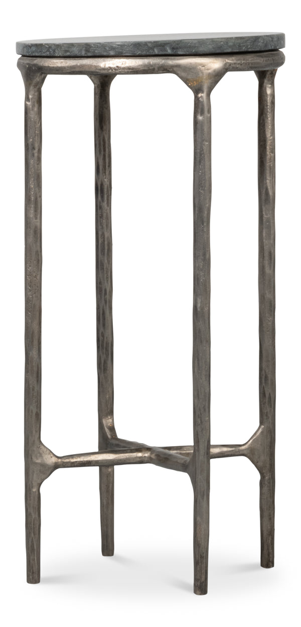 Sarreid Derrick Iron End Table With Luxurious Black Marble Top And Elegant Antiqued Nickel Accents Black  53939