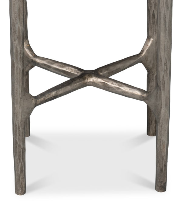 Sarreid Derrick Iron End Table With Luxurious Black Marble Top And Elegant Antiqued Nickel Accents Black  53939