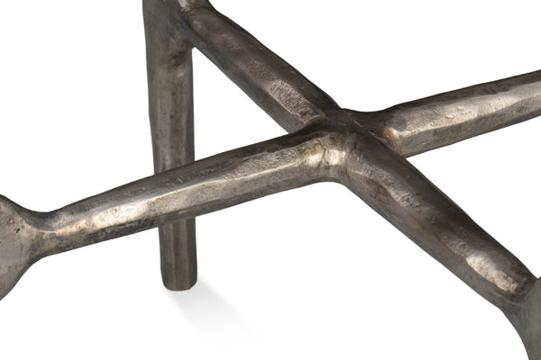 Sarreid Derrick Iron End Table With Luxurious Black Marble Top And Elegant Antiqued Nickel Accents Black  53939