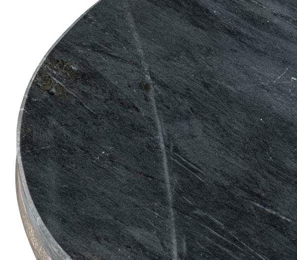 Sarreid Derrick Iron End Table With Luxurious Black Marble Top And Elegant Antiqued Nickel Accents Black  53939