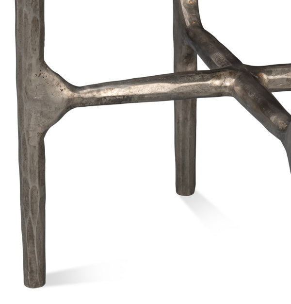 Sarreid Derrick Iron End Table With Luxurious Black Marble Top And Elegant Antiqued Nickel Accents Black  53939