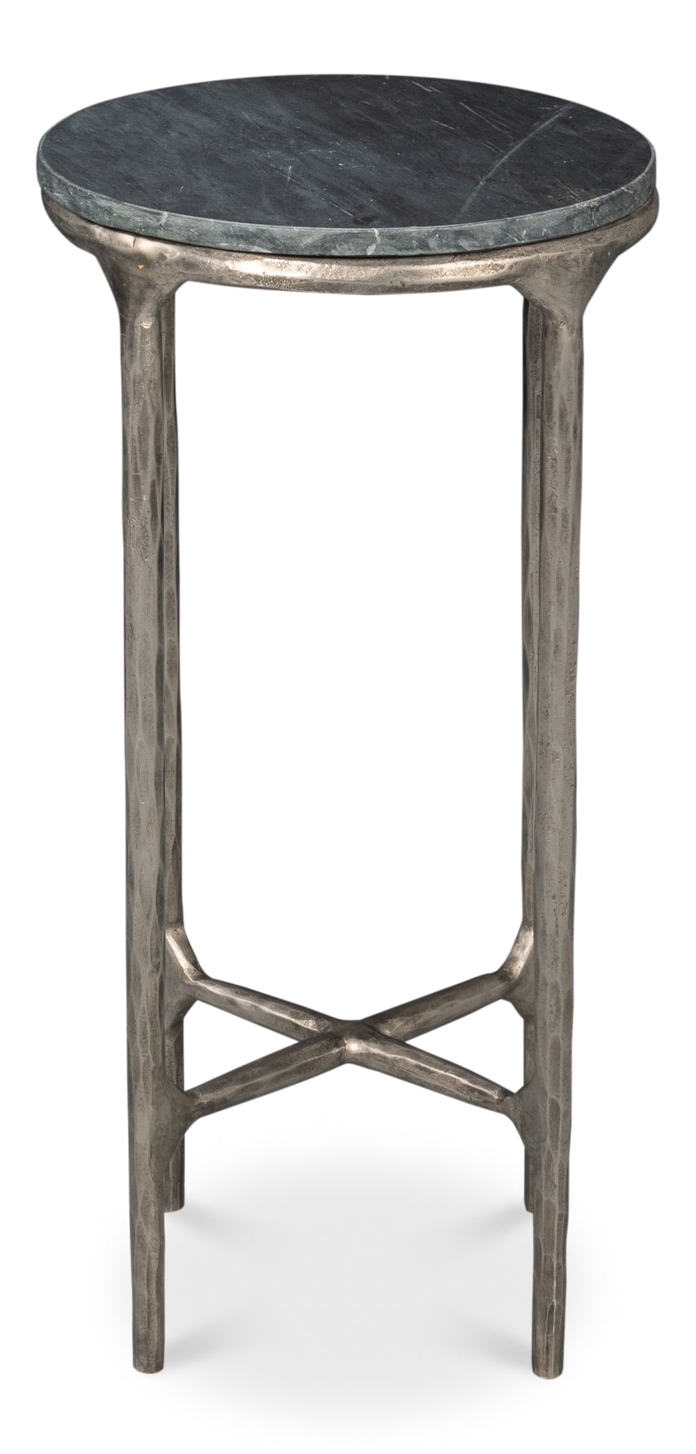 Sarreid Derrick Iron End Table With Luxurious Black Marble Top And Elegant Antiqued Nickel Accents Black  53939