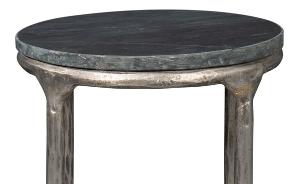 Sarreid Derrick Iron End Table With Luxurious Black Marble Top And Elegant Antiqued Nickel Accents Black  53939