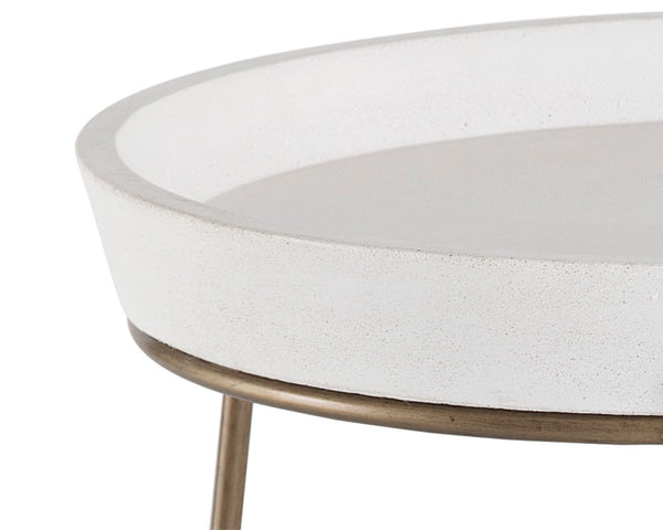 Sunpan REMY End Table - Antique Brass Frame with White Concrete Top for Modern and Transitional Spaces 103332