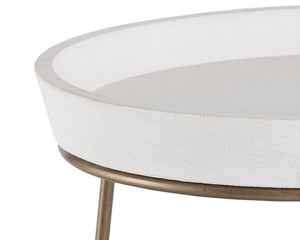 Sunpan Remy End Table - Unique Concrete Top and Antique Brass Frame for Stylish Home Decor and Functionality Antique Brass / White