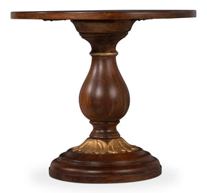 Sarreid Elizabeth Carved End Table - Colonial Walnut & Antique Gold Leaf Finish, Elegant Mango Wood Design Brown  53940