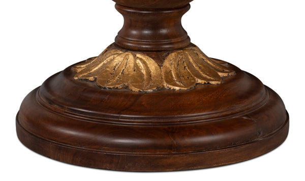 Sarreid Elizabeth Carved End Table - Colonial Walnut & Antique Gold Leaf Finish, Elegant Mango Wood Design Brown  53940