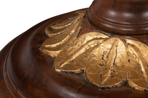 Sarreid Elizabeth Carved End Table - Colonial Walnut & Antique Gold Leaf Finish, Elegant Mango Wood Design Brown  53940