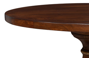 Sarreid Elizabeth Carved End Table - Colonial Walnut & Antique Gold Leaf Finish, Elegant Mango Wood Design Brown  53940