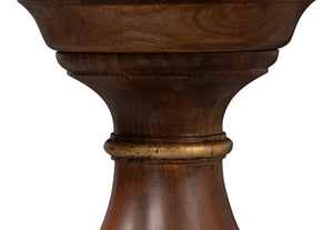 Sarreid Elizabeth Carved End Table - Colonial Walnut & Antique Gold Leaf Finish, Elegant Mango Wood Design Brown  53940