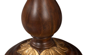 Sarreid Elizabeth Carved End Table - Colonial Walnut & Antique Gold Leaf Finish, Elegant Mango Wood Design Brown  53940