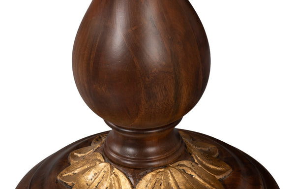 Sarreid Elizabeth Carved End Table - Colonial Walnut & Antique Gold Leaf Finish, Elegant Mango Wood Design Brown  53940