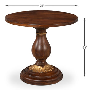 Sarreid Elizabeth Carved End Table - Colonial Walnut & Antique Gold Leaf Finish, Elegant Mango Wood Design Brown  53940
