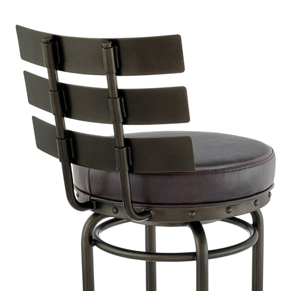 English Elm Piren Stylish Swivel Counter Stool In Mocha With Easy-Clean Brown Faux Leather For Modern Homes B2736P268535-GIGA