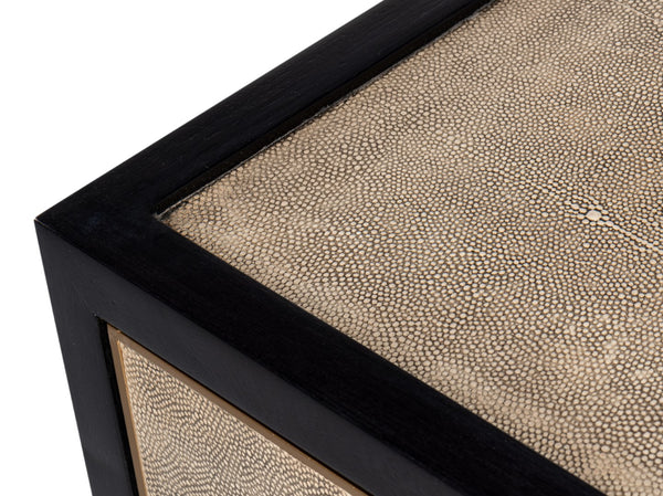 Sarreid Beto Four Door Sideboard - Elegant Tawny Brown Leather With Iron Accents & Brass Details For Style Tan  53941