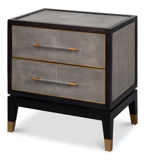 Sarreid Horatio Night Stand - Elegant Antique Grey Leather Finish With Sturdy Wood & Iron Construction Grey  53944