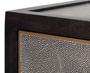 Sarreid Horatio Night Stand - Elegant Antique Grey Leather Finish With Sturdy Wood & Iron Construction Grey  53944