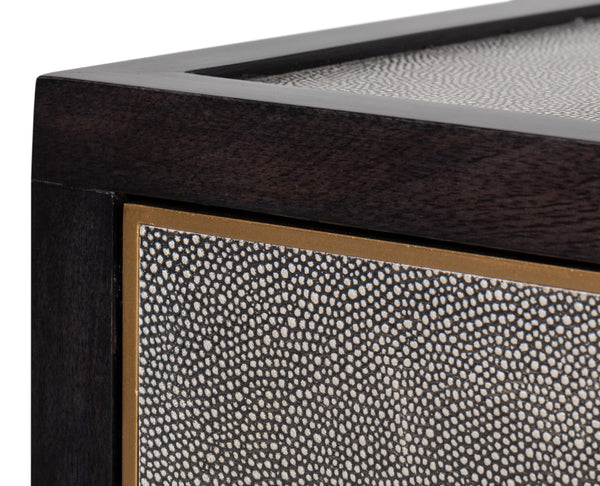 Sarreid Horatio Night Stand - Elegant Antique Grey Leather Finish With Sturdy Wood & Iron Construction Grey  53944