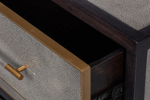 Sarreid Horatio Night Stand - Elegant Antique Grey Leather Finish With Sturdy Wood & Iron Construction Grey  53944