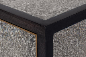 Sarreid Horatio Night Stand - Elegant Antique Grey Leather Finish With Sturdy Wood & Iron Construction Grey  53944