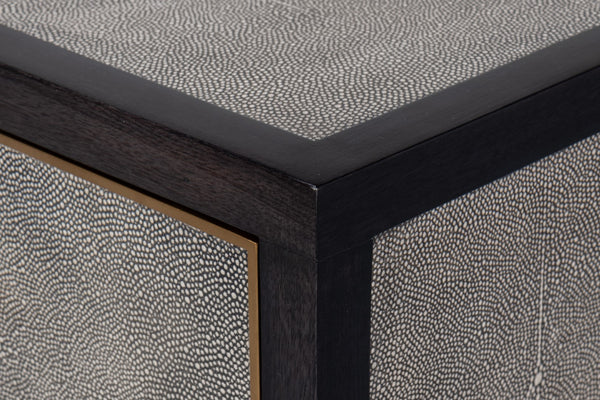 Sarreid Horatio Night Stand - Elegant Antique Grey Leather Finish With Sturdy Wood & Iron Construction Grey  53944