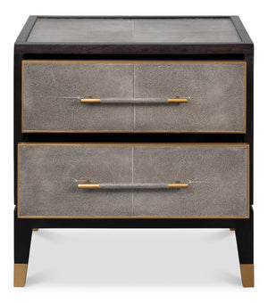 Sarreid Horatio Night Stand - Elegant Antique Grey Leather Finish With Sturdy Wood & Iron Construction Grey  53944