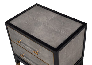 Sarreid Horatio Night Stand - Elegant Antique Grey Leather Finish With Sturdy Wood & Iron Construction Grey  53944