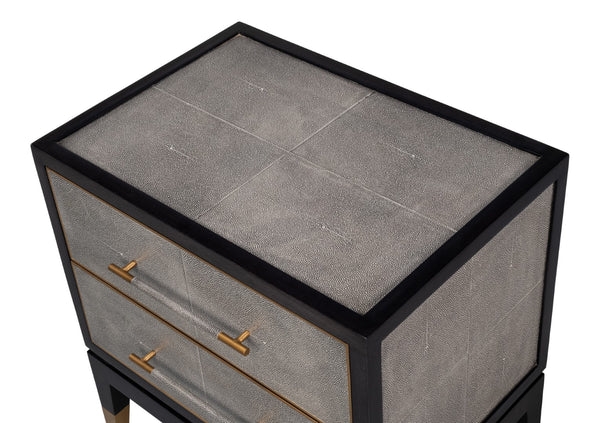 Sarreid Horatio Night Stand - Elegant Antique Grey Leather Finish With Sturdy Wood & Iron Construction Grey  53944