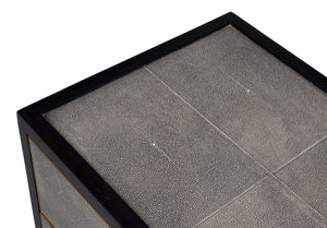 Sarreid Horatio Night Stand - Elegant Antique Grey Leather Finish With Sturdy Wood & Iron Construction Grey  53944