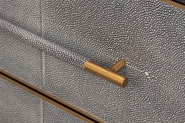 Sarreid Horatio Night Stand - Elegant Antique Grey Leather Finish With Sturdy Wood & Iron Construction Grey  53944