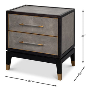 Sarreid Horatio Night Stand - Elegant Antique Grey Leather Finish With Sturdy Wood & Iron Construction Grey  53944