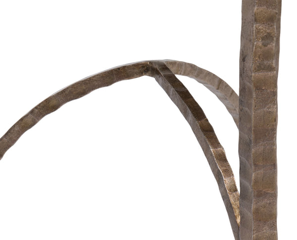 Sarreid Dandy Round Side Table - Elegant Casted Glass Top With Stylish Forged Iron And Aged Brass Finish Bronze  53947