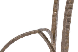 Sarreid Dandy Round Side Table - Elegant Casted Glass Top With Stylish Forged Iron And Aged Brass Finish Bronze  53947