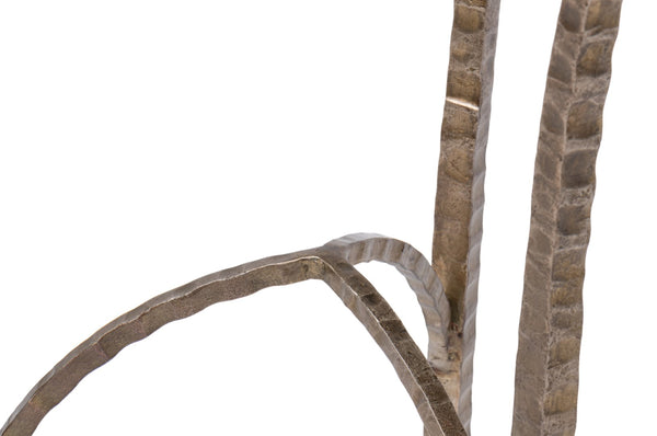 Sarreid Dandy Round Side Table - Elegant Casted Glass Top With Stylish Forged Iron And Aged Brass Finish Bronze  53947