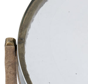 Sarreid Dorsey Round Side Table - Elegant Cast Glass Top & Forged Iron Base With Aged Brass Accent Finish Bronze  53948