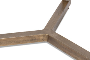 Sarreid Dorsey Round Side Table - Elegant Cast Glass Top & Forged Iron Base With Aged Brass Accent Finish Bronze  53948