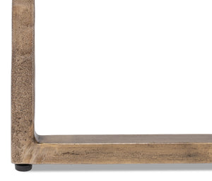 Sarreid Dorsey Round Side Table - Elegant Cast Glass Top & Forged Iron Base With Aged Brass Accent Finish Bronze  53948