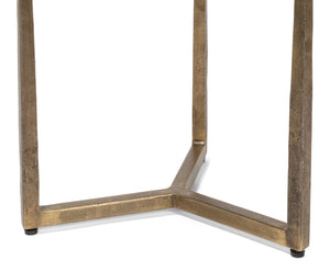 Sarreid Dorsey Round Side Table - Elegant Cast Glass Top & Aged Brass Finish On Durable Forged Iron Base Bronze  53950