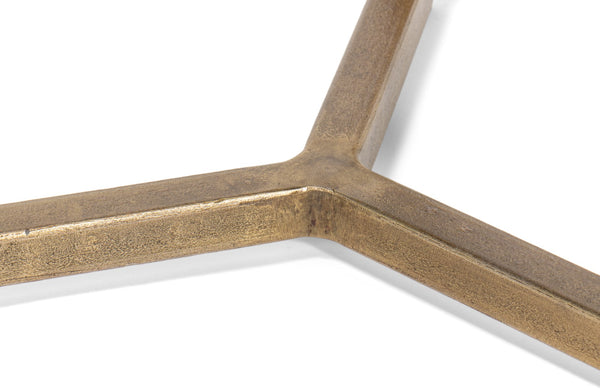 Sarreid Dorsey Round Side Table - Elegant Cast Glass Top & Aged Brass Finish On Durable Forged Iron Base Bronze  53950