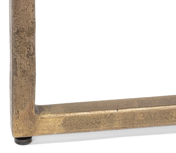 Sarreid Dorsey Round Side Table - Elegant Cast Glass Top & Aged Brass Finish On Durable Forged Iron Base Bronze  53950