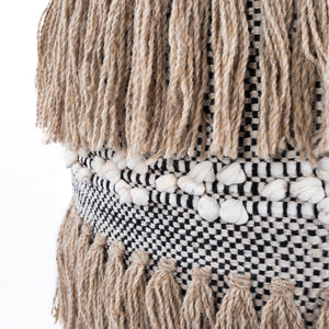 Butler Specialty Zoey Round Pouffe - Bohemian-style Tasseled Accent For Cozy Living Rooms, Bedrooms, Or Dorms Beige,Gray Cotton ,Wool Shell,Filling, Thermocol Beans 5395140-butler