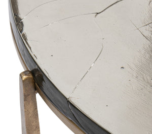 Sarreid Dorsey Round Coffee Table - Elegant Cast Glass Top With Chic Forged Iron Aged Brass Finish Design Bronze  53951