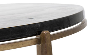Sarreid Dorsey Round Coffee Table - Elegant Cast Glass Top With Chic Forged Iron Aged Brass Finish Design Bronze  53951