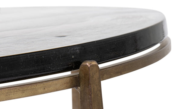 Sarreid Dorsey Round Coffee Table - Elegant Cast Glass Top With Chic Forged Iron Aged Brass Finish Design Bronze  53951