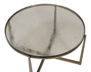 Sarreid Dorsey Round Coffee Table - Elegant Cast Glass Top With Chic Forged Iron Aged Brass Finish Design Bronze  53951