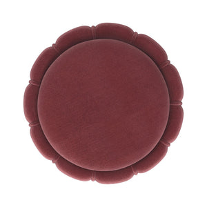 English Elm Round Velvet Upholstered Ottoman with Gold Band, Hourglass Design, Piped Velvet Seat for Extra Seating and Footrest B016P383643