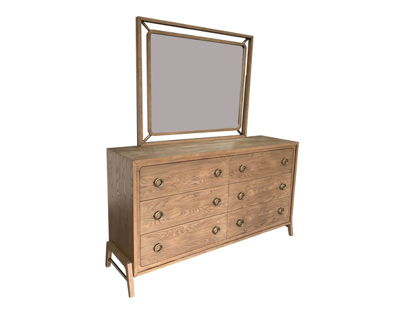 English Elm 6 Drawer Dresser Latte Finish with Jewelry Tray, Felt & Cedar Lined Drawers, Solid Wood Elegance B2699P226103